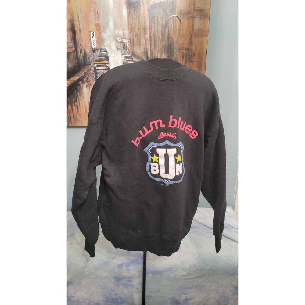 Vintage 1991 BUM Equipment Crewneck Sweatshirt Pockets Black 90s Streetwear M